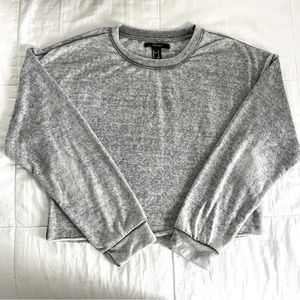 Grey Forever 21 Cropped Long-Sleeved Top